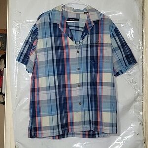 TOMMY BAHAMA Original Fit Madras‎ Magic Camp Short Sleeve Button Down Shirt L